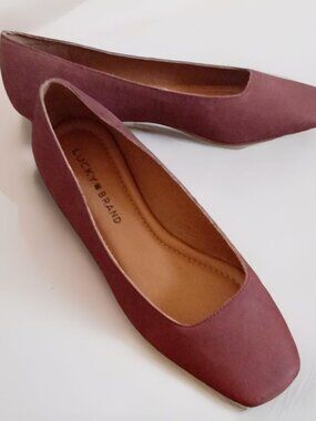 Lucky Brand Square Toe Lorina Leather Ballet Flats Rose 7 Runs Small